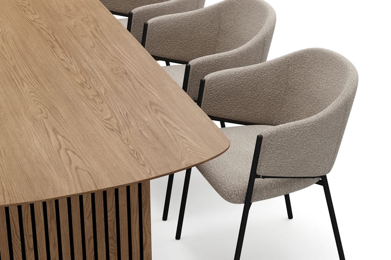 Richeto Matbord 240 cm med 6 Filip Matstolar - Naturlig finish / Taupe Bouclé - Möbler - Bord & matgrupp - Matgrupp