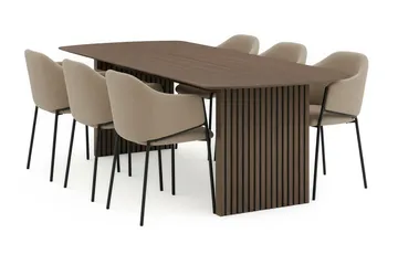 Richeto Matbord 240 cm med 6 Filip Matstolar - Rökt ek / Taupe Bouclé - Möbler - Bord & matgrupp - Matgrupp