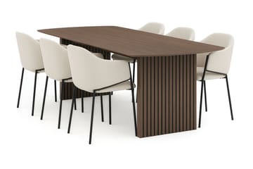 Richeto Matbord 240 cm med 6 Filip Matstolar - Rökt ek / Vit Bouclé - Möbler - Bord & matgrupp - Matgrupp