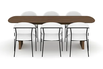 Richeto Matbord 240 cm med 6 Karol Matstolar - Rökt ek / Vit Bouclé - Möbler - Bord & matgrupp - Matgrupp