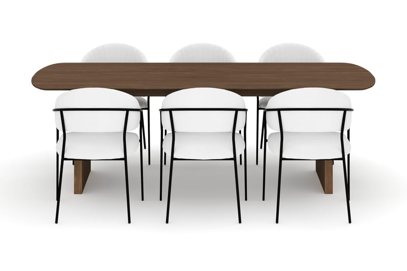 Richeto Matbord 240 cm med 6 Karol Matstolar - Rökt ek / Vit Bouclé - Möbler - Bord & matgrupp - Matgrupp