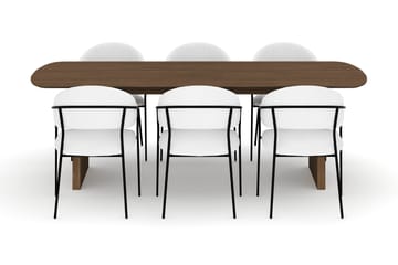 Richeto Matbord 240 cm med 6 Karol Matstolar - Rökt ek / Vit Bouclé - Möbler - Bord & matgrupp - Matgrupp