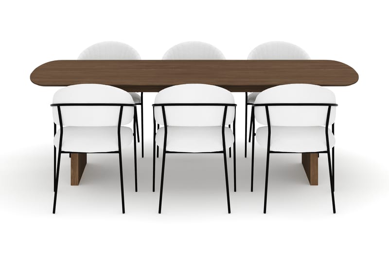 Richeto Matbord 240 cm med 6 Karol Matstolar - Rökt ek / Vit Bouclé - Möbler - Bord & matgrupp - Matgrupp