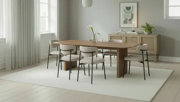 Richeto Matbord 240 cm med 6 Lucy Matstolar - Naturlig finish / Greige Bouclé / Metallben Svart - Möbler - Bord & matgrupp - Matgrupp