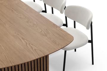 Richeto Matbord 240 cm med 6 Lucy Matstolar - Naturlig finish / Vit Bouclé / Metallben Svart - Möbler - Bord & matgrupp - Matgrupp