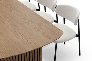 Richeto Matbord 240 cm med 6 Lucy Matstolar - Naturlig finish / Vit Bouclé / Metallben Svart - Möbler - Bord & matgrupp - Matgrupp