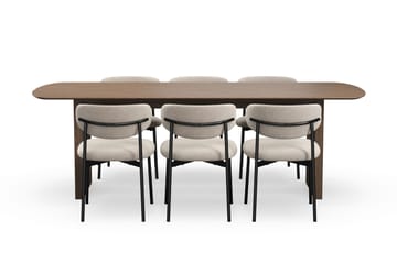 Richeto Matbord 240 cm med 6 Lucy Matstolar - Rökt ek / Greige Bouclé - Möbler - Bord & matgrupp - Matgrupp