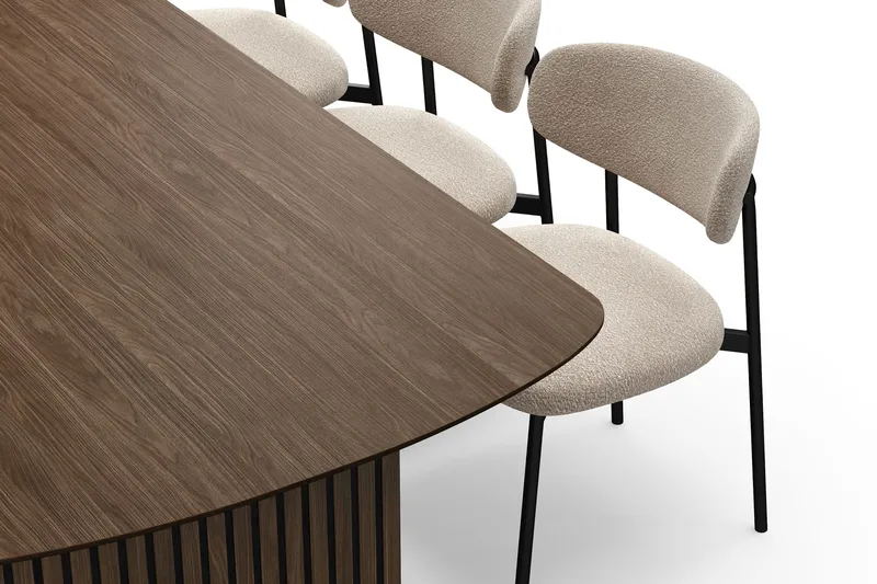 Richeto Matbord 240 cm med 6 Lucy Matstolar - Rökt ek / Greige Bouclé - Möbler - Bord & matgrupp - Matgrupp