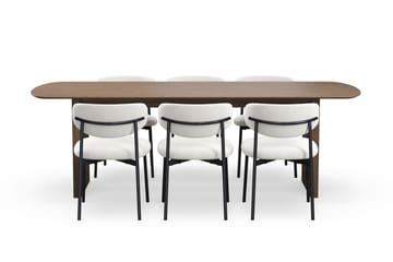 Richeto Matbord 240 cm med 6 Lucy Matstolar - Rökt ek / Vit Bouclé - Möbler - Bord & matgrupp - Matgrupp