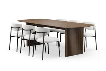 Richeto Matbord 240 cm med 6 Lucy Matstolar - Rökt ek / Vit Bouclé - Möbler - Bord & matgrupp - Matgrupp