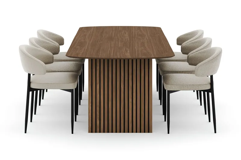 Richeto Matbord 240 cm med 6 Sawako Stolar - Ek - Möbler - Bord & matgrupp - Matgrupp