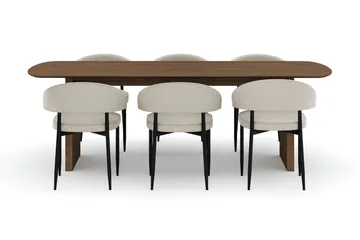 Richeto Matbord 240 cm med 6 Sawako Stolar - Ek - Möbler - Bord & matgrupp - Matgrupp