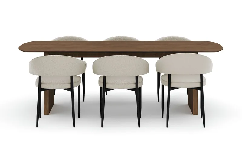 Richeto Matbord 240 cm med 6 Sawako Stolar - Ek - Möbler - Bord & matgrupp - Matgrupp