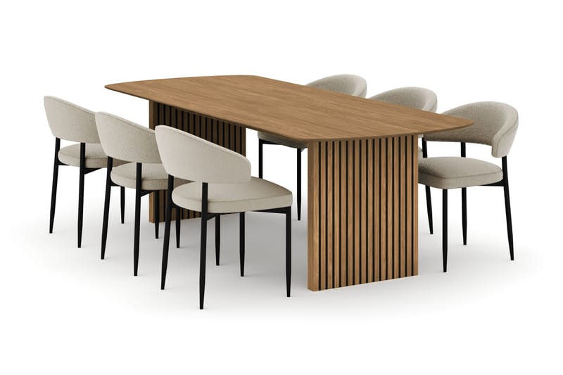 Richeto Matbord 240 cm med 6 Sawako Stolar, Natur