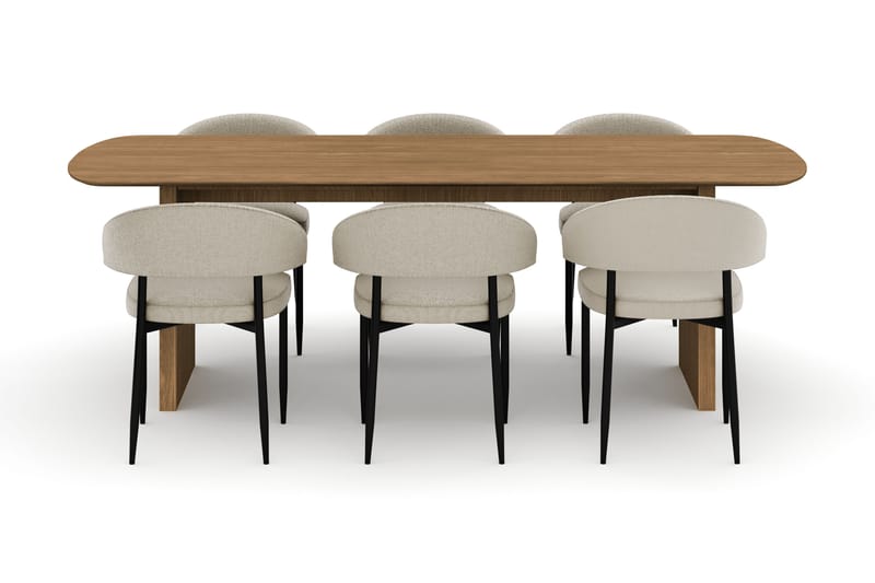 Richeto Matbord 240 cm med 6 Sawako Stolar - Natur - Möbler - Bord & matgrupp - Matgrupp