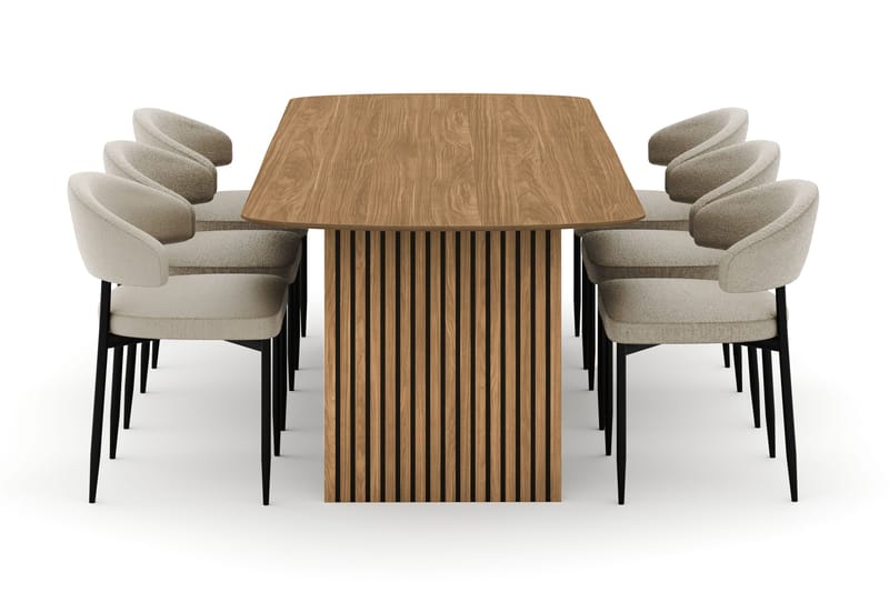 Richeto Matbord 240 cm med 6 Sawako Stolar - Natur - Möbler - Bord & matgrupp - Matgrupp