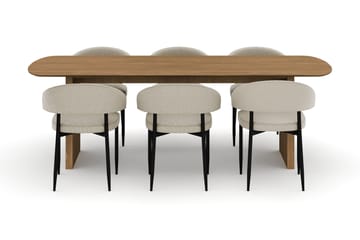 Richeto Matbord 240 cm med 6 Sawako Stolar - Natur - Möbler - Bord & matgrupp - Matgrupp