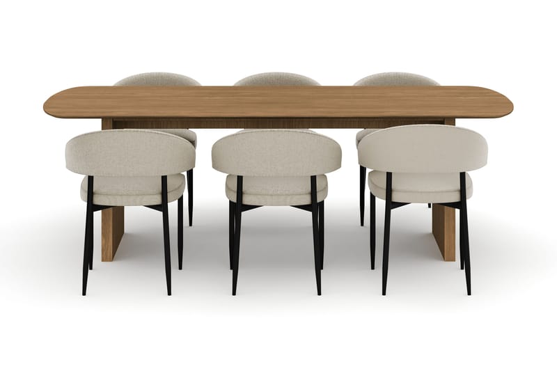 Richeto Matbord 240 cm med 6 Sawako Stolar - Natur - Möbler - Bord & matgrupp - Matgrupp