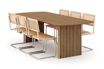 Richeto Matbord 240 cm med 6 st Build Matstolar - Naturlig finish - Möbler - Bord & matgrupp - Matgrupp