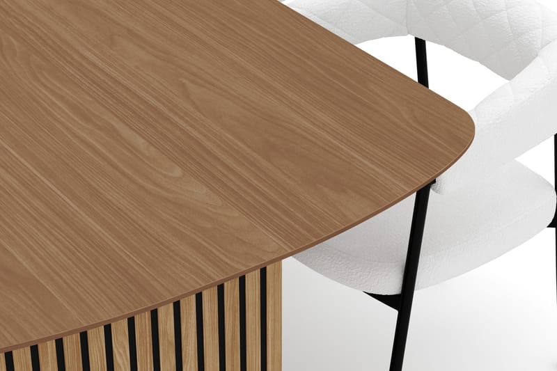 Richeto Matbord 240 cm med 6 Velma Matstolar - Naturlig finish / Vit Bouclé - Möbler - Bord & matgrupp - Matgrupp