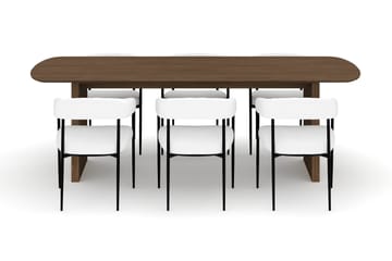 Richeto Matbord 240 cm med 6 Velma Matstolar - Rökt ek / Vit Bouclé - Möbler - Bord & matgrupp - Matgrupp