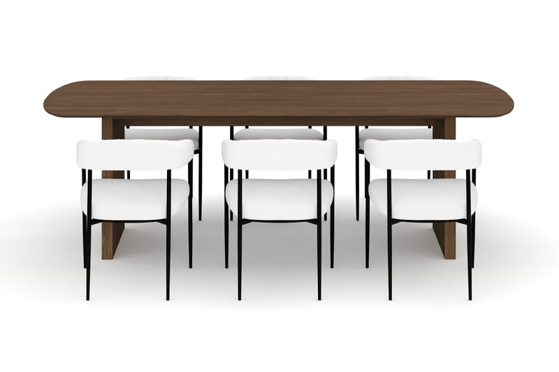 Richeto Matbord 240 cm med 6 Velma Matstolar - Rökt ek / Vit Bouclé - Möbler - Bord & matgrupp - Matgrupp