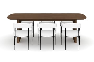 Richeto Matbord 240 cm med 6 Velma Matstolar - Rökt ek / Vit Bouclé - Möbler - Bord & matgrupp - Matgrupp