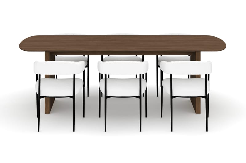Richeto Matbord 240 cm med 6 Velma Matstolar - Rökt ek / Vit Bouclé - Möbler - Bord & matgrupp - Matgrupp