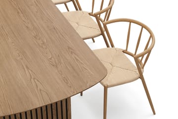 Richeto Matbord 240 cm med 6 Winston Matstolar - Naturlig finish / Beige / Metallben Ek - Möbler - Bord & matgrupp - Matgrupp