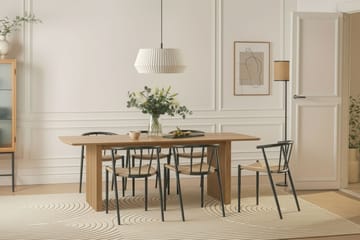 Richeto Matbord 240 cm med 6 Winston Matstolar - Naturlig finish / Beige / Metallben Svart - Möbler - Bord & matgrupp - Matgrupp