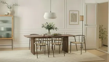 Richeto Matbord 240 cm med 6 Winston Matstolar - Rökt ek / Beige / Metallben Rökt ek - Möbler - Bord & matgrupp - Matgrupp