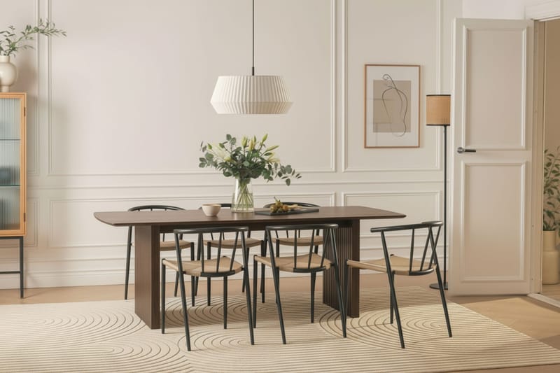 Richeto Matbord 240 cm med 6 Winston Matstolar - Rökt ek / Beige / Metallben Svart - Möbler - Bord & matgrupp - Matgrupp