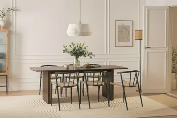 Richeto Matbord 240 cm med 6 Winston Matstolar - Rökt ek / Beige / Metallben Svart - Möbler - Bord & matgrupp - Matgrupp