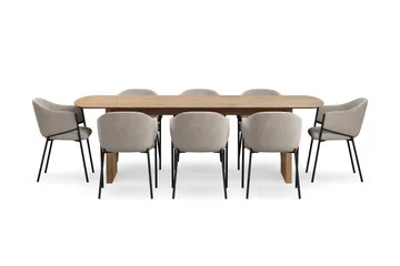 Richeto Matbord 240 cm med 8 Filip Matstolar - Naturlig finish / Taupe Bouclé - Möbler - Bord & matgrupp - Matgrupp