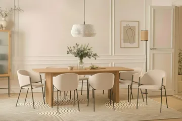 Richeto Matbord 240 cm med 8 Filip Matstolar - Naturlig finish / Vit Bouclé - Möbler - Bord & matgrupp - Matgrupp