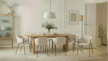 Richeto Matbord 240 cm med 8 Filip Matstolar - Naturlig finish / Vit Bouclé - Möbler - Bord & matgrupp - Matgrupp