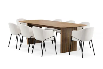 Richeto Matbord 240 cm med 8 Filip Matstolar - Naturlig finish / Vit Bouclé - Möbler - Bord & matgrupp - Matgrupp