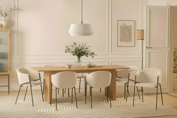 Richeto Matbord 240 cm med 8 Filip Matstolar - Naturlig finish / Vit Bouclé - Möbler - Bord & matgrupp - Matgrupp