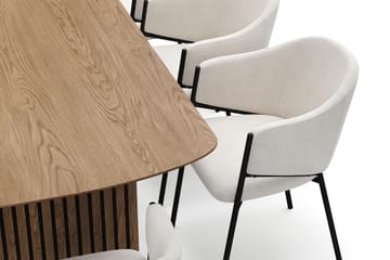 Richeto Matbord 240 cm med 8 Filip Matstolar - Naturlig finish / Vit Bouclé - Möbler - Bord & matgrupp - Matgrupp