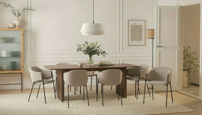 Richeto Matbord 240 cm med 8 Filip Matstolar - Rökt ek / Taupe Bouclé - Möbler - Bord & matgrupp - Matgrupp