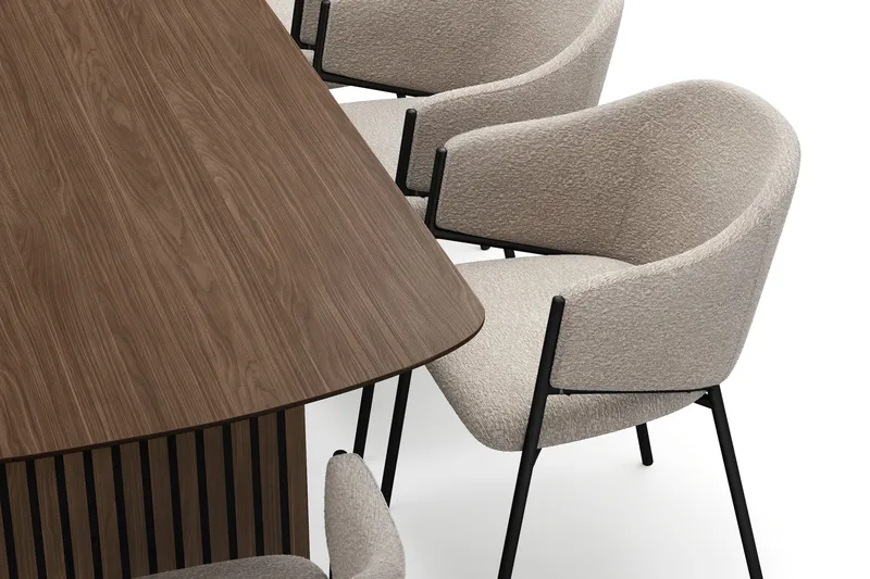 Richeto Matbord 240 cm med 8 Filip Matstolar - Rökt ek / Taupe Bouclé - Möbler - Bord & matgrupp - Matgrupp
