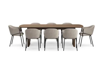 Richeto Matbord 240 cm med 8 Filip Matstolar - Rökt ek / Taupe Bouclé - Möbler - Bord & matgrupp - Matgrupp