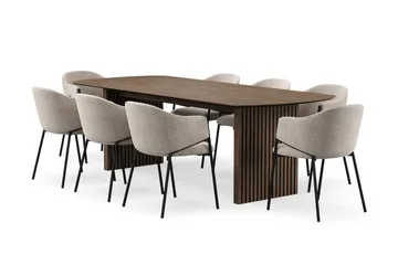 Richeto Matbord 240 cm med 8 Filip Matstolar - Rökt ek / Taupe Bouclé - Möbler - Bord & matgrupp - Matgrupp