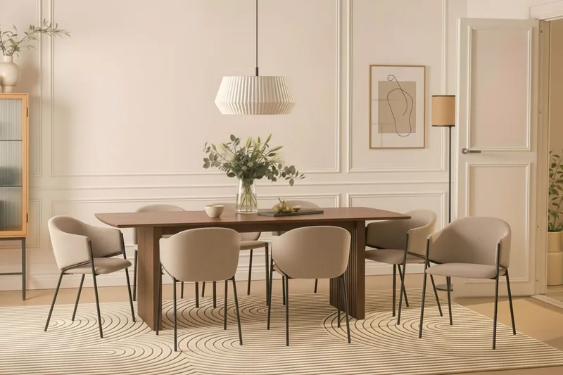 Richeto Matbord 240 cm med 8 Filip Matstolar - Rökt ek / Taupe Bouclé - Möbler - Bord & matgrupp - Matgrupp