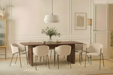 Richeto Matbord 240 cm med 8 Filip Matstolar - Rökt ek / Vit Bouclé - Möbler - Bord & matgrupp - Matgrupp