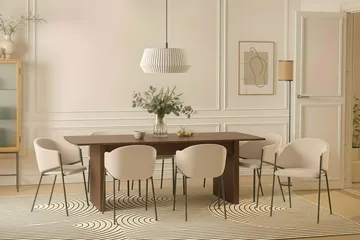 Richeto Matbord 240 cm med 8 Filip Matstolar - Rökt ek / Vit Bouclé - Möbler - Bord & matgrupp - Matgrupp