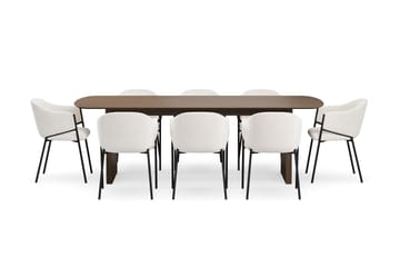 Richeto Matbord 240 cm med 8 Filip Matstolar - Rökt ek / Vit Bouclé - Möbler - Bord & matgrupp - Matgrupp