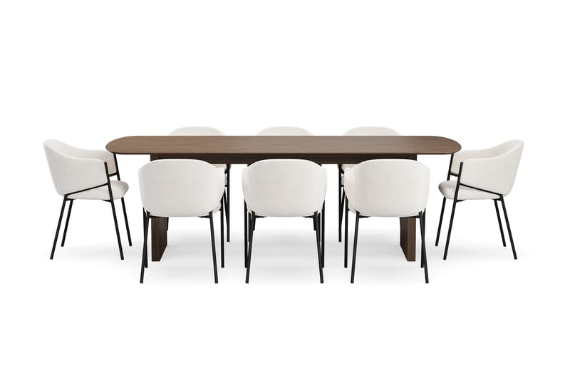 Richeto Matbord 240 cm med 8 Filip Matstolar - Rökt ek / Vit Bouclé - Möbler - Bord & matgrupp - Matgrupp