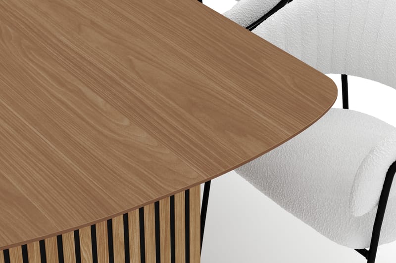 Richeto Matbord 240 cm med 8 Karol Matstolar - Naturlig finish / Vit Bouclé - Möbler - Bord & matgrupp - Matgrupp