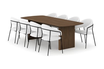 Richeto Matbord 240 cm med 8 Karol Matstolar - Rökt ek / Vit Bouclé - Möbler - Bord & matgrupp - Matgrupp